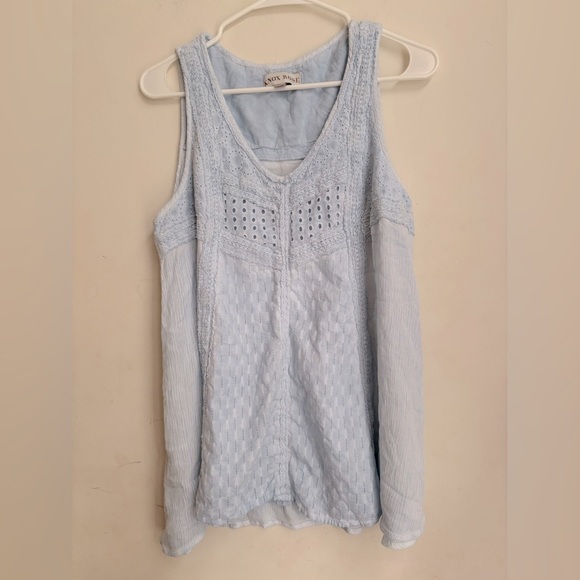 KNOX ROSE BABY BLUE EYELET TOP SIZE M - Picture 1 of 4